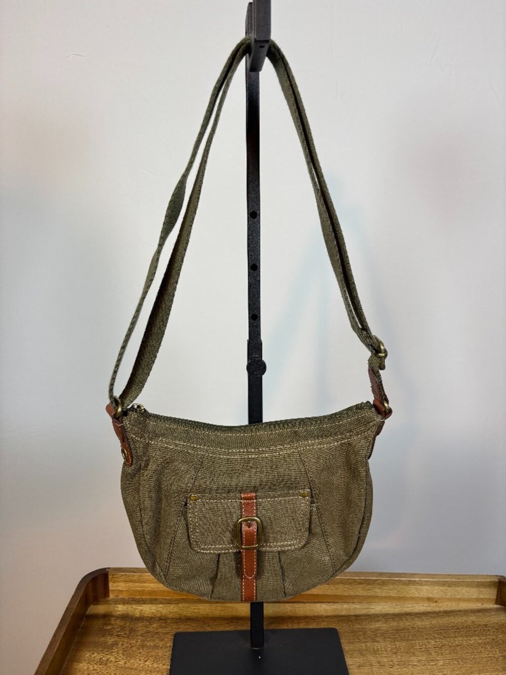 Fossil Genuine Classic 1954 Army Green Canvas Crossbody